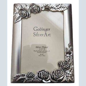 GODINGER -NEW -1991 Vintage Silver Plated Rose Photo Album Holds 100 4x6 Photos
